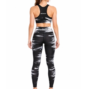 Women's Casual Eco-Friendly Washed Herringbone Solid <b>Long</b> <b>Sleeve</b> <b>Crop</b> <b>Top</b> Jogger Pants 2-Piece Sports Wear Set Spandex/Polyester - Product Image 2