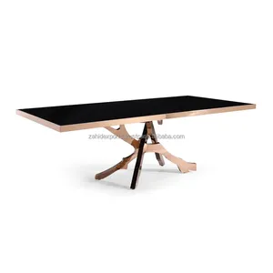 Minimalist Scandinavian Modern Aluminium Coffee <b>Table</b> with Wood Top Zahid Exports Home Decor for Apartment Living Room - Product Image 1