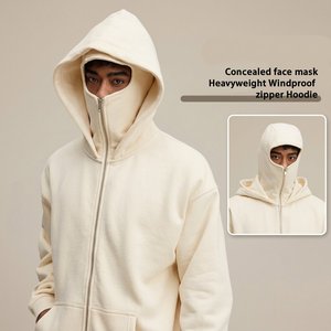 Sudadera con capucha y cremallera completa para hombre, estilo urbano, doble capucha, color sólido, moda streetwear, ropa de invierno. - Product Image 6