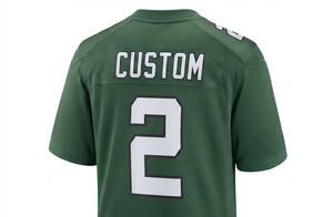 Maillot de football américain vert personnalisé, numéro 2, col en V, manches courtes, polyester respirant, coupe classique pour homme - Product Image 4