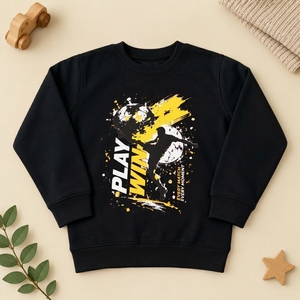 Sweat-shirt à col rond pour enfants garçons, imprimé football rouge, pull décontracté à manches longues - Product Image 2