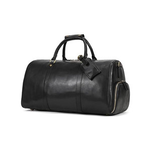 Bolsa de Lona de Cuero Genuino Marrón con Cierre de Cremallera, Asa Suave, Correa Ajustable, Múltiples Bolsillos, Forro de Poliéster, Unisex, 30-75L - Product Image 1