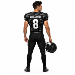 Uniforme de Fútbol Americano para Hombre de Alta Calidad, Conjunto de Pantalones y Jersey Sublimados en Negro Camuflaje, Número 8, Poliéster Transpirable - Product Image 4