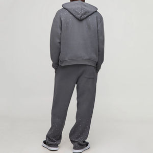 Conjunto de Sudadera con Capucha y Pantalones Deportivos Extra Grandes para Hombre, con Pedrería y Cierre de Cremallera, Estilo Casual y Cómodo - Product Image 6