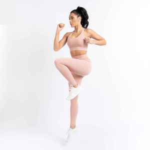 Conjunto de Yoga para Mujer, Diseño Sólido, Tela Elástica Premium, Transpirable, Ecológico, de Secado Rápido, Cómodo, Cintura Alta, 2 Piezas - Product Image 1
