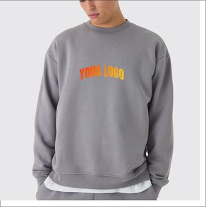 เสื้อสเวตเชิ้ตแฟชั่นสตรีทแวร์ทรงโอเวอร์ไซส์สำหรับผู้ชาย ผ้าฝ้าย 100% รับสกรีนโลโก้ ระบายอากาศได้ดี เสื้อสเวตเชิ้ตผู้ชายแบบสั่งทำ - Product Image 4