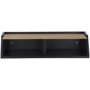 Black Colour Scandinavian Modern Durable MDF <b>Wall</b> Mounted Shelved <b>Unit</b> with Oak Veneer Finishing for Home Display - Product Image 4