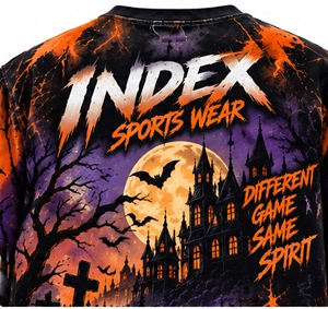 INDEX Men's Halloween Pumpkin <b>Witch</b> Printed <b>T</b>-<b>Shirt</b> Short Sleeve O-Neck Casual Wear With Bats And Moon Design - Product Image 5