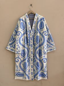 Veste longue légère pour femme, style bohème, en coton indien tissé, brodée à la main, motif Suzani, vente en gros - Product Image 2