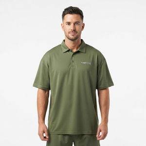 Chemises polo pour hommes de qualité supérieure personnalisées, respirantes et en polyester, chemises polo surdimensionnées pour hommes, chemise polo tendance vert olive - Product Image 1