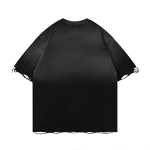 T-shirt Homme Oversize Personnalisé 100% Coton Col Rond Streetwear Délavé à l'Acide avec Ourlet Brut - Product Image 3