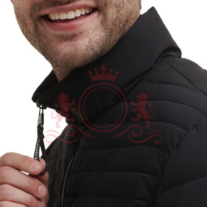 <b>Men</b> Black Puffer <b>Jacket</b> <b>Lightweight</b> Quilted Stand Collar Full Zip Custom Logo Puffer <b>Jacket</b> - Product Image 5