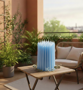 Bougies coniques en cire de paraffine bleu ciel de qualité supérieure, sans fumée, vente en gros en vrac pour mariages, hôtels, restaurants, Noël, Pâques - Product Image 1