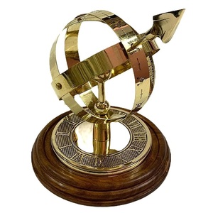 Esfera armilar vintage de latón con flecha sobre base de madera, adorno decorativo de escritorio, globo astronómico - Product Image 4