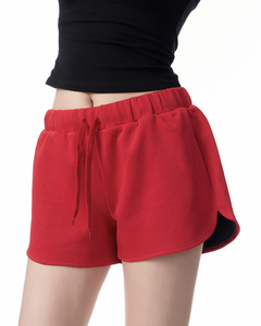 Six Trend Sports 2025 New Style American Retro Red Women's Casual Short Sweatpants Mid Waist Breathable Elastic <b>Drawstring</b> - Product Image 1