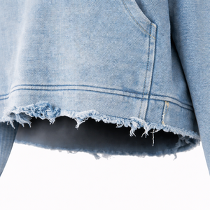 Sweat-shirt à capuche oversize pour femme, coupe courte, effet délavé et usé, en polaire douce, confortable et décontracté, style streetwear - Product Image 6