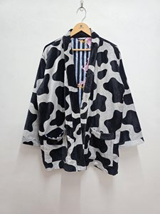 Abstract Floral Print Velvet <b>Kimono</b> 100% Cotton Long Sleeves Luxury Robe Morning Tea Coat - Product Image 2