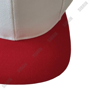 SIBRIN Unisex 6-Panel Baseball Cap White Red Contrast Color Fitted Color Twill Fabric Casual Baseball <b>Hat</b> <b>Flat</b> Brim Strapback - Product Image 3