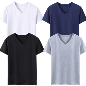 T-shirt personnalisé pour homme à col en V, fabricant OEM ODM, fournisseur en gros de t-shirts personnalisés à col en V pour homme avec logo, t-shirts en coton personnalisés à col en V - Product Image 6