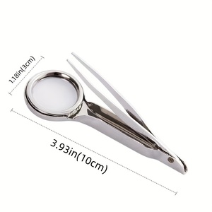 Stainless Steel Straight Tip Precision Modern Eyebrow Tweezers with Magnifying Glass for Hair <b>Removal</b> Multi-Function Beauty <b>Tool</b> - Product Image 2