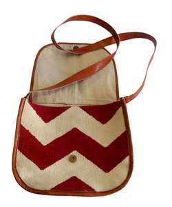 Sac de voyage classique en coton tissé à la main blanc et marron pour homme, avec fermeture à cordon, idéal pour l'école - Vente en gros - Product Image 2