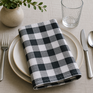 Accessoire de table à manger moderne et élégant Serviettes en lin bicolore Serviettes et accessoires en tissu de qualité supérieure - Product Image 1