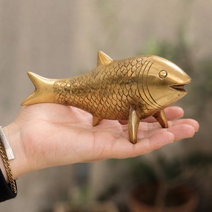 SHUBHAM Brass Art Deco Carved Fish Incense Holder Figurine Stand for Living Room Mantel Home Decor - Product Image 5