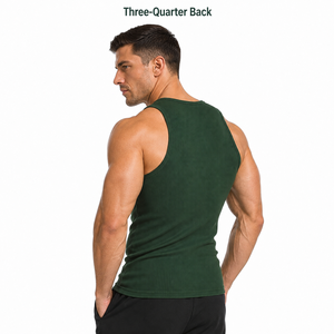 Débardeur de sport côtelé ajusté et respirant pour homme, en coton extensible, anti-humidité, pour entraînement et fitness, marque privée OEM - Product Image 6