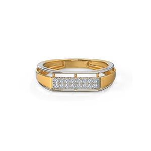 Anillo de Doble Banda con Diamantes Cultivados en Laboratorio de Dos Tonos - Product Image 5