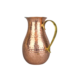 Pichet en cuivre martelé vintage avec poignée en laiton, carafe à eau en métal pour la maison, les mariages, les hôtels, fournitures, carafe en cuivre - Product Image 1