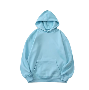 เสื้อฮู้ดผู้ชายทรงปกติ สีฟ้าอ่อน แขนยาว สีพื้น ดีไซน์กระเป๋า ผ้าเฟรนช์เทอร์รี่ 100% คอตตอน - Product Image 1