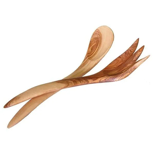 Ensemble de 2 cuillères et fourchettes à salade en bois d'olivier, artisanal, premium, écologique et durable, pour la cuisine - Product Image 1