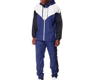 Chaqueta Cortavientos con Capucha para Hombre, Diseño con Bloques de Color, Cierre Frontal con Cremallera, Estilo Deportivo, Ligera, de Poliéster, para Primavera - Product Image 3