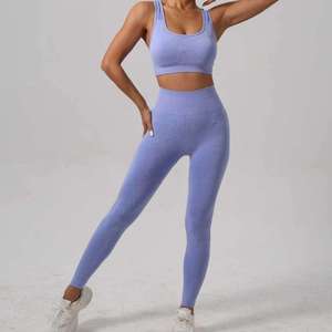 2026 Wholesale Women's High Waist Spandex Gym Fitness Leggings Sports Suits Seamless Quick Dry Yoga Set - Product Image 3