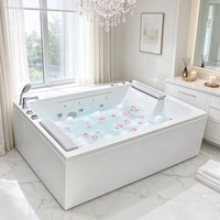 Baignoire Spa à Double Massage avec Cascade d'Eau et Lumières LED Colorées, Idéale pour Salles de Bain Luxueuses