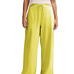 Pantalon en éponge française taille haute pour femme pleine longueur avec poches et taille réglable - Product Image 4