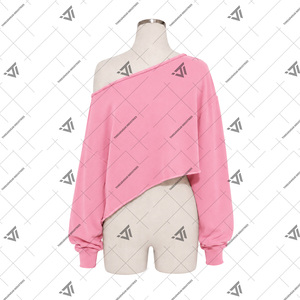 Venta al por Mayor de Productos Griegos Jack And Jill Of America Inc. Ropa para mujer Sudadera corta asimétrica con hombros descubiertos y bordados - Product Image 2