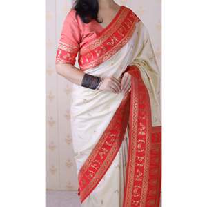 Sari traditionnel en soie douce tissée Zari avec motifs Warli pour femmes, pour Elite Weaves, 600g - Product Image 3