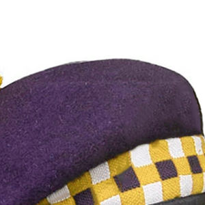 Gorro Balmoral de Lana Pura Morado Oscuro y Amarillo, Sombrero Escocés con Diseño a Cuadros, Talla Personalizada, Gorro Clásico Tradicional para Kilt - Product Image 5