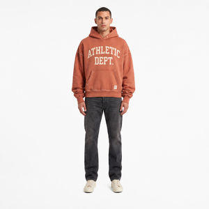 Sweat à capuche pour homme Athletic Dept, coupe classique, en coton French Terry, style streetwear décontracté, avec poche avant, logo imprimé, épais, pour l'hiver - Product Image 1
