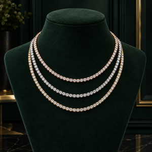 Elegante Collar de Tenis con Diamantes Naturales de 22 Pulgadas |   Joyería Fina de Oro Blanco Sólido de 14K, 0.15CT, 3.5MM, Corte Brillante, Certificado IGI - Product Image 3