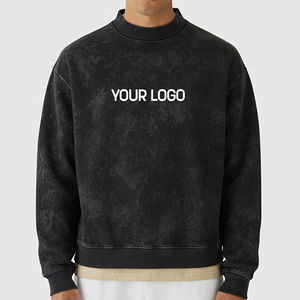 Sweat-shirts à col rond zippés surdimensionnés en molleton 100% coton brodé, de haute qualité, avec logo personnalisé imprimé, vente en gros - Product Image 4