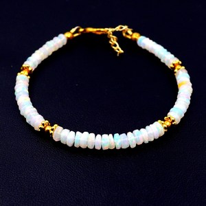 Pulsera de Perlas de Ópalo Etíope Rosa Natural HAYAAT GEMS, Lujosa, Unisex, Redonda, con Múltiples Destellos, Regalo de Piedras Preciosas - Product Image 1