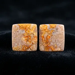Par de Cabujones de Ágata Crazy Lace Roja Natural AAA+ de 19x18x4mm, Forma Cuadrada, 25.85 Ct, Gemas Sueltas para Joyería - Product Image 4