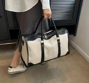 Sac de voyage en toile et cuir, fermeture éclair, imperméable, pour le week-end, grande capacité, haute qualité, LCTB-0091 - Product Image 4