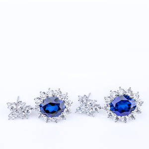 Pendientes de diamantes y zafiro de 20,86 quilates para mujer, joyería de plata de ley 925 - Product Image 2