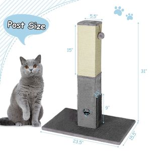 31-Inch Tall Cat <b>Scratching</b> <b>Post</b> with Sisal Rope and 2 Plush Balls Premium Cat Tree Design - Product Image 4