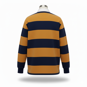Polo de rugby personnalisé en molleton bouclette avec broderie appliquée, manches longues, 100 % coton épais 330 GSM, respirant, pour homme, sur mesure OEM - Product Image 5