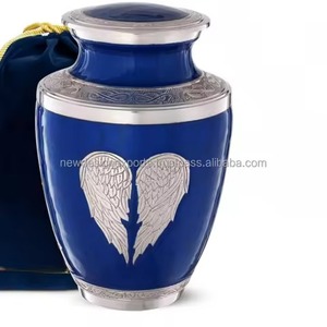 White Aluminum Cremation Urn for Human Ashes with <b>Angel</b> Relief Design Decorative Classic Large Urn For Adult Human Ashes - Product Image 2