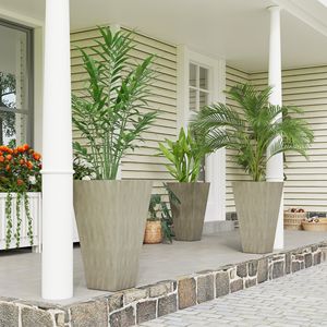 Lot de 3 jardinières d'intérieur et d'extérieur grises de 28 pouces avec trou de drainage Pots de fleurs élégants pour porche et terrasse - Product Image 2